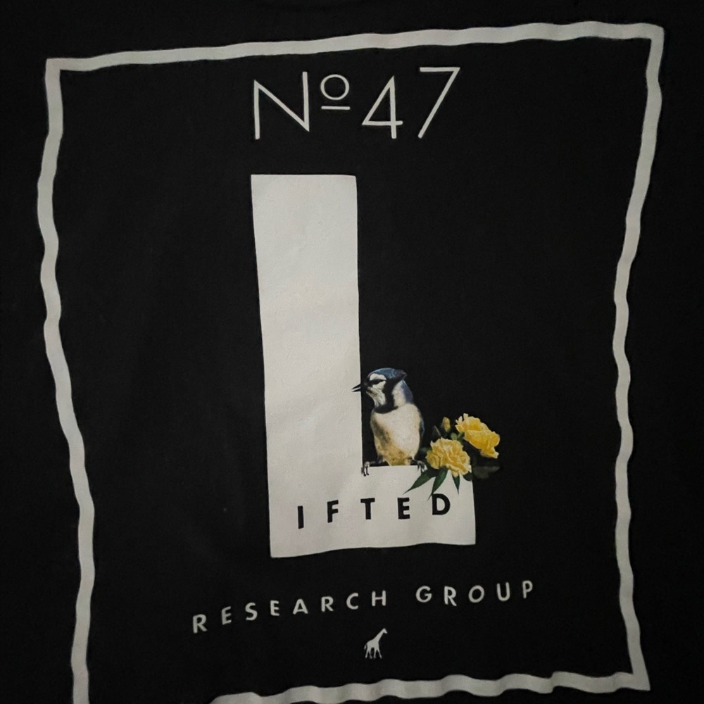 LRG Black Graphic Tee with Bird and Floral Design